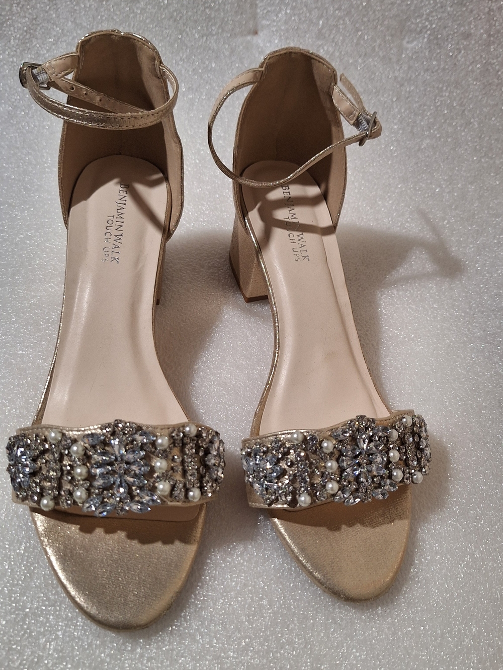 Dressy Ankle-Strap Block Heel Sandals - Gold